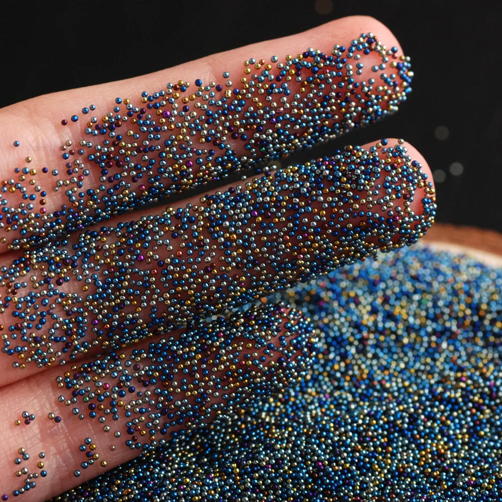 0.6-0.8mm Electroplating Gradient Nail Art Micro Beads DIY Nail Art Small Glass Beads Caviar Beads 450g/Pack Wholesale