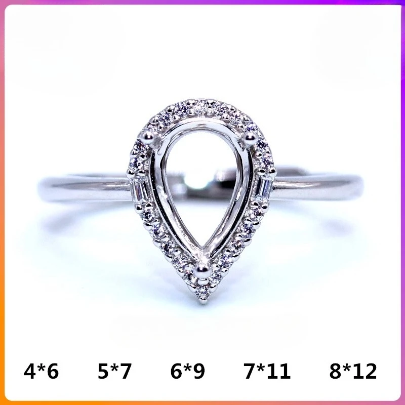 

Кольцо грушевидной формы из стерлингового серебра 925 пробы, подходит для камней от 4 до 6 мм до 8 × 12 мм, пустая пустая форма для изготовления ювелирных изделий своими руками