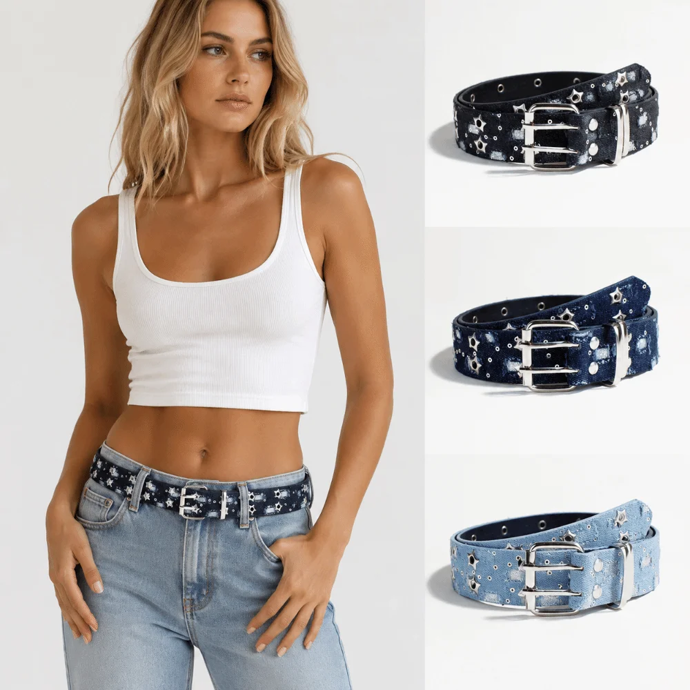 Trend Luxury Design Wide Leather Belt Vintage Versatile Punk Denim Waistband Waist Strap