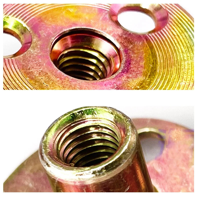 1pc M6/M8/M10/M12 zincato a tre fori piastra di ferro dado mobili in legno stecca dado di bloccaggio divano piede blocco strumento accessori