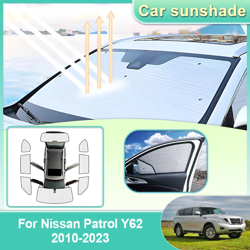 

Car Windshield Visor For Nissan Patrol Y62 Body Kit 2010 2011-2023 Full Windows Sun Protection Anti UV Sunshade Car Accessories
