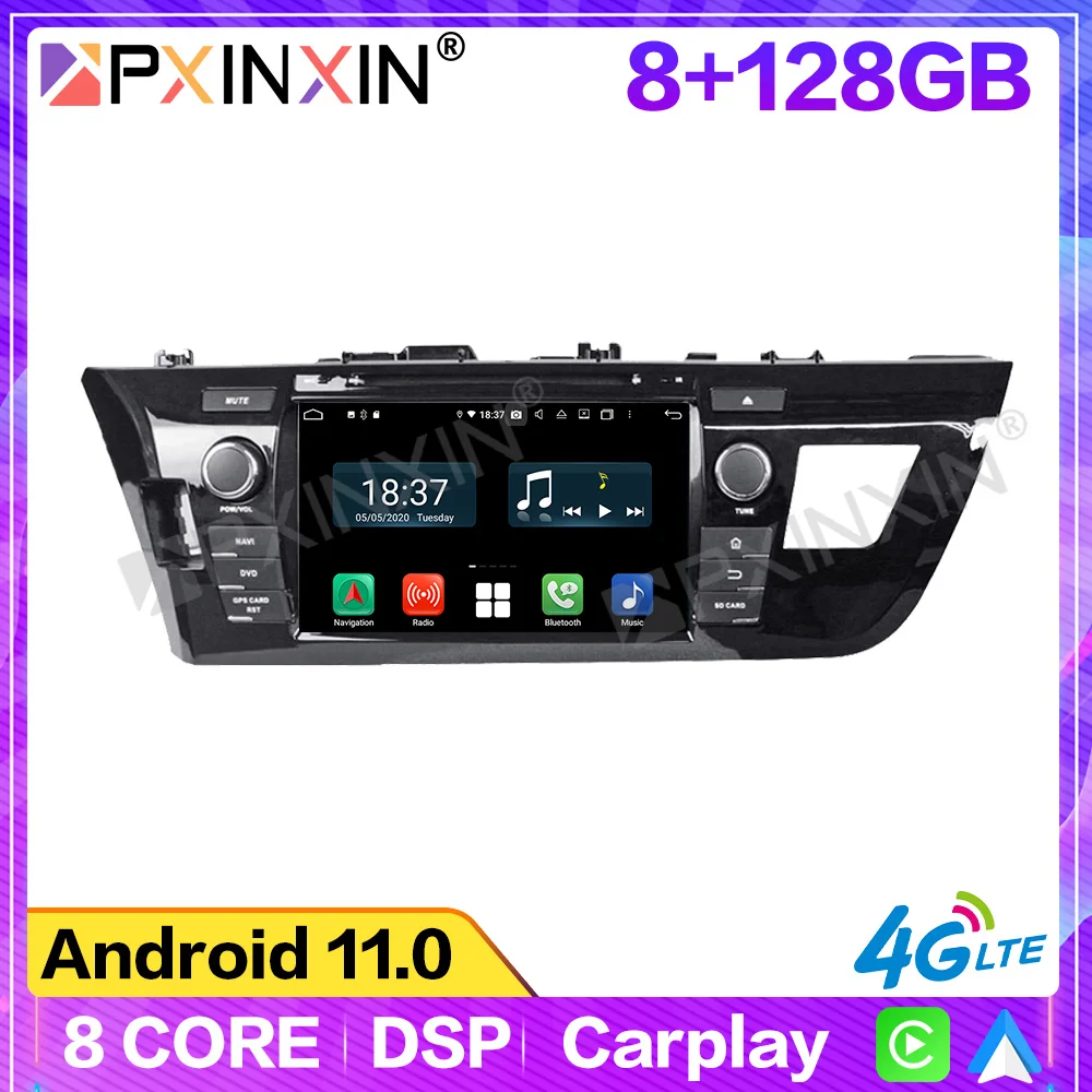 8G+128B Android 11.0 For Toyota Corolla 2014-2016 Car Multimedia Player GPS Navi Head Unit Radio Audio Stereo Tape Recorder DSP