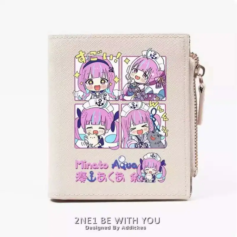 

Hololive Minato Aqua Anime Fashion Wallet PU Purse Card Coin Zipper Money Bag Cosplay Gift B554 Anime