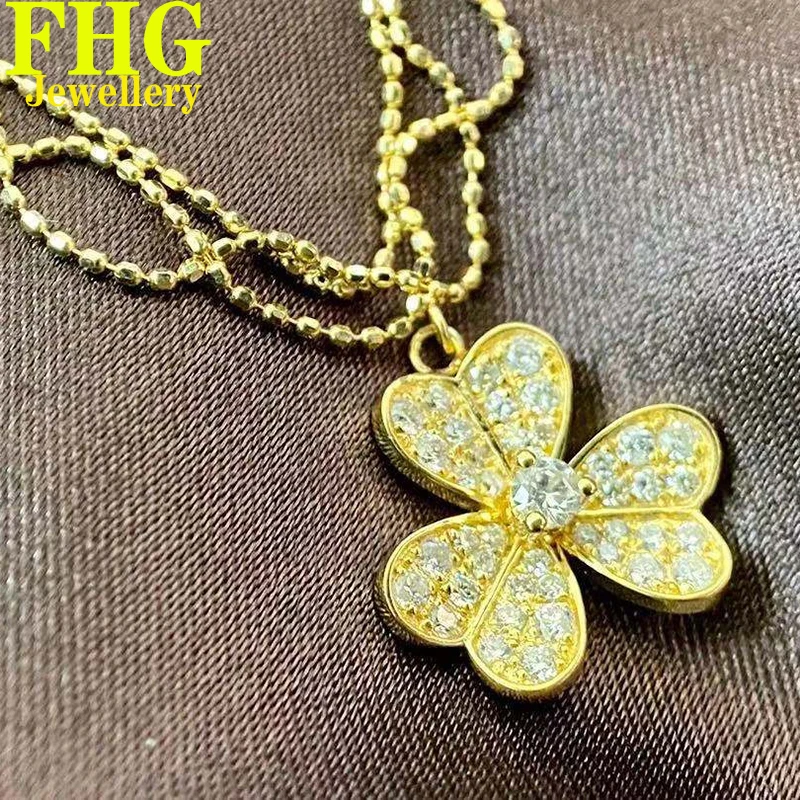 

Natural Real Diamond 0.5Ct 18K Yellow Gold Diamonds Necklcae flower shape Ladies Birthday Gift Party Wedding Jewelry