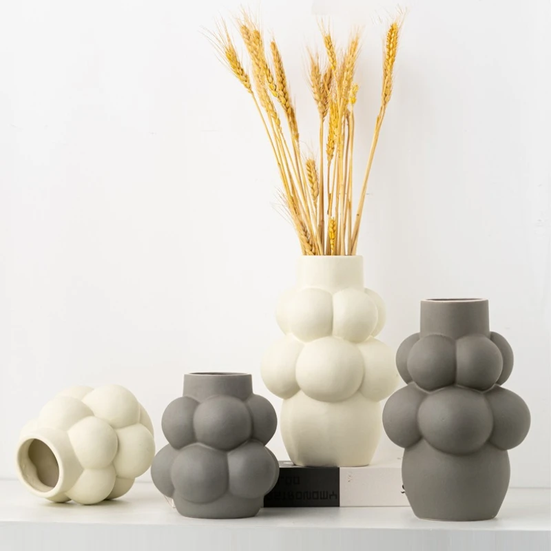 Geometrische Kugelförmige Bubble-Keramikvase Geometrie Blumenarrangement Blumenvasen Keramik-Kunsthandwerk Heimdekoration
