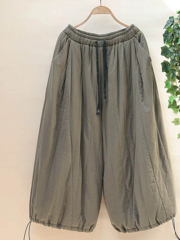 Winter-Baumwollhose, lässig, locker, Laternen-Leggings, hohe Taille, lange Hose, warme Baumwolle, gepolstertes Dstring-Design