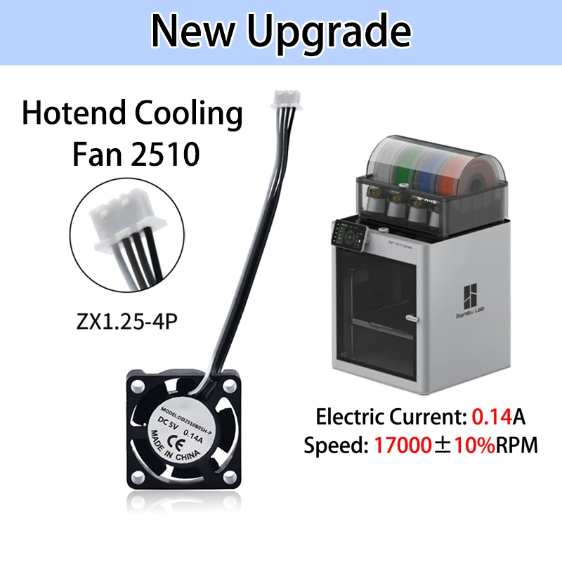 Ulepszony wentylator chłodzący hotend bambu lab x1 Niski prąd 0,14 A / wentylator chłodzący hotend bambu lab p1s o dużej prędkości 17000 ± 10% — zdjęcie produktu 5