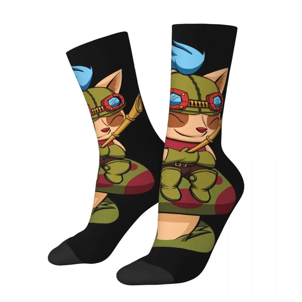 Crazy compression Sock for Men Teemo Hip Hop Vintage League Of Legends LOL Happy Seamless Pattern Printed Boys Crew Sock Casual