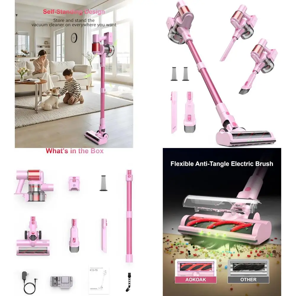 

45Kpa 550W Stick Vacuum Cleaner with 60 Mins Runtime, Self-Standing, Touch Sensor, Ideal for Home, Pet Hair, and Carpets