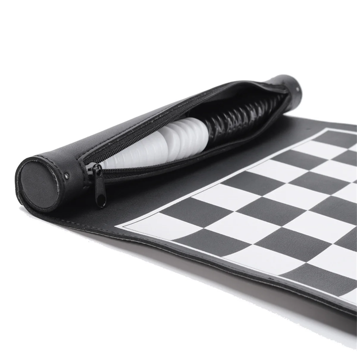 

X65A_Roll Up Backgammon Chess Set PU Mini Portable Board Game