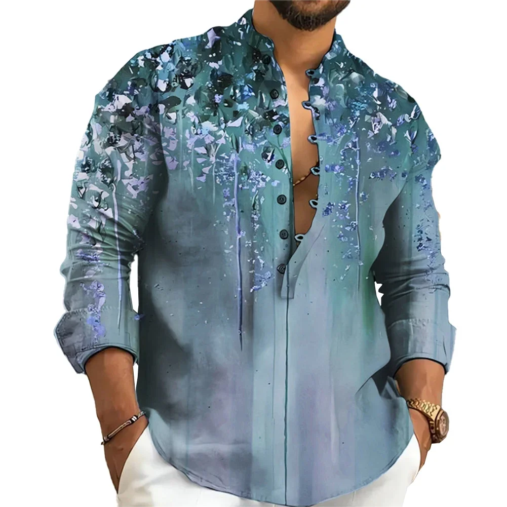

Dress Shirt Blouse Casual Daily Henley V Neck Hygroscopic Long Sleeve Outer Wear Skin-friendly Autumn Comfy Fashion