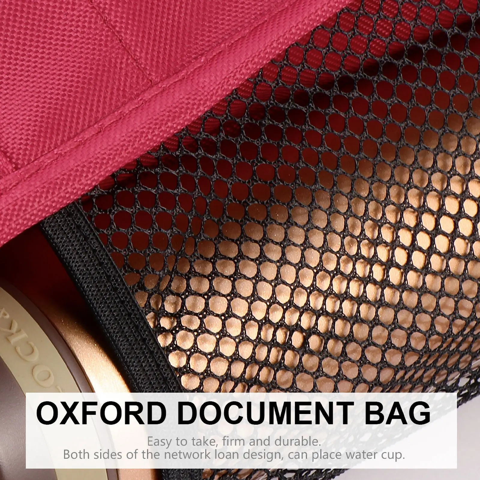 

Oxford Portable Document Bag Red Waterproof Large Capacity Zipper Closure File Organizer with Handle for School Office