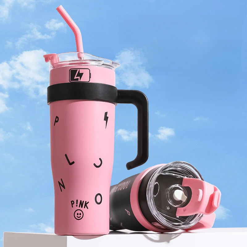 LUSQI 1200ml Water Bottle Stainless Steel With Handle Outdoor Thermos Bottle For Coffee Tea