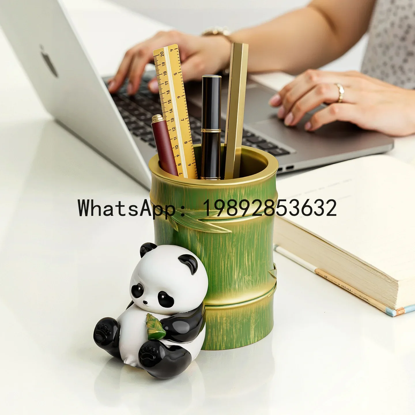 

BJ Creative Cute Panda Pen Holder Ornament Cultural and Creative Living Room Office Desk Desktop Storage Decoration Gift