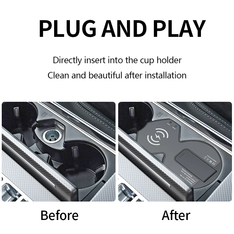 Audi A6 A7 2019-2025 Wireless Charger Fast Charging Expansion Dock Car Charger QC3.0 + Type-C Cigarette Lighter USB Car Charger - view 2