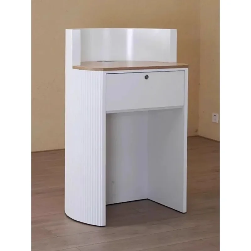 Modern simple beauty salon checkout page curved bar table nail salon clothing store reception desk store small front desk