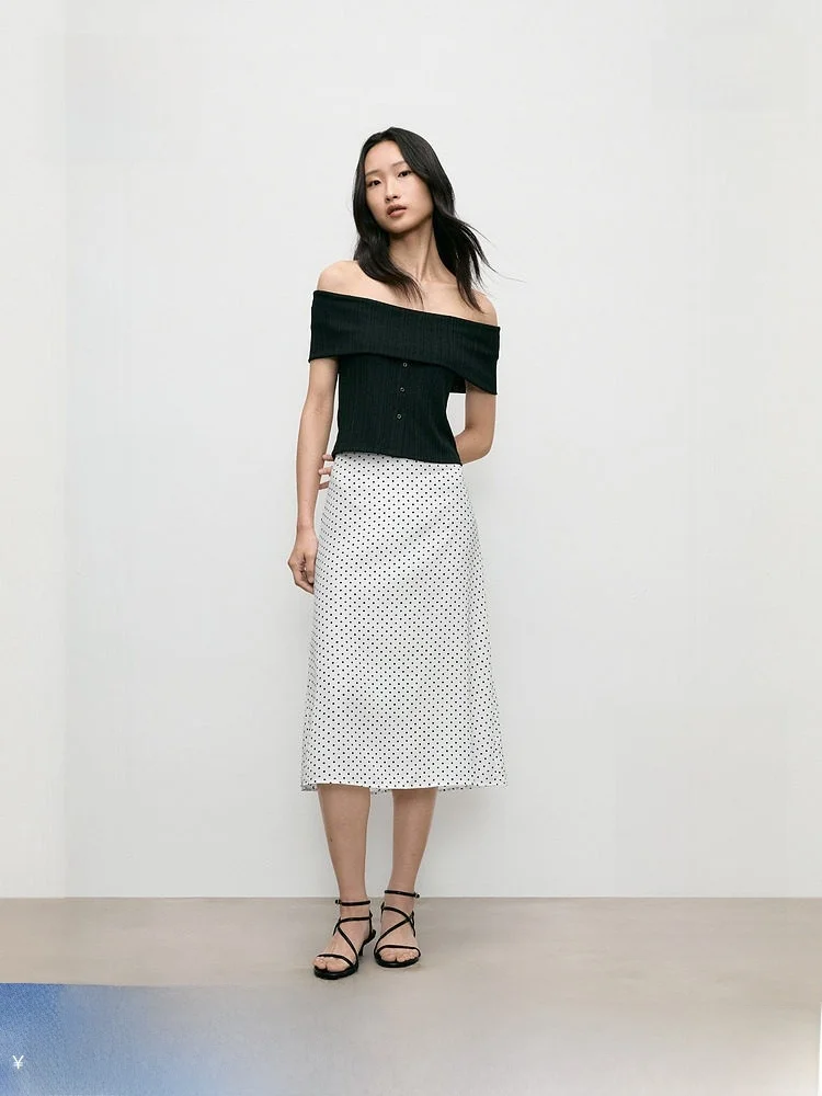 

Женская юбка миди в горошек Ele, повседневная, с завышенной талией, из полиэстера, для повседневной носки и свиданий, А-силуэт, стандартный крой