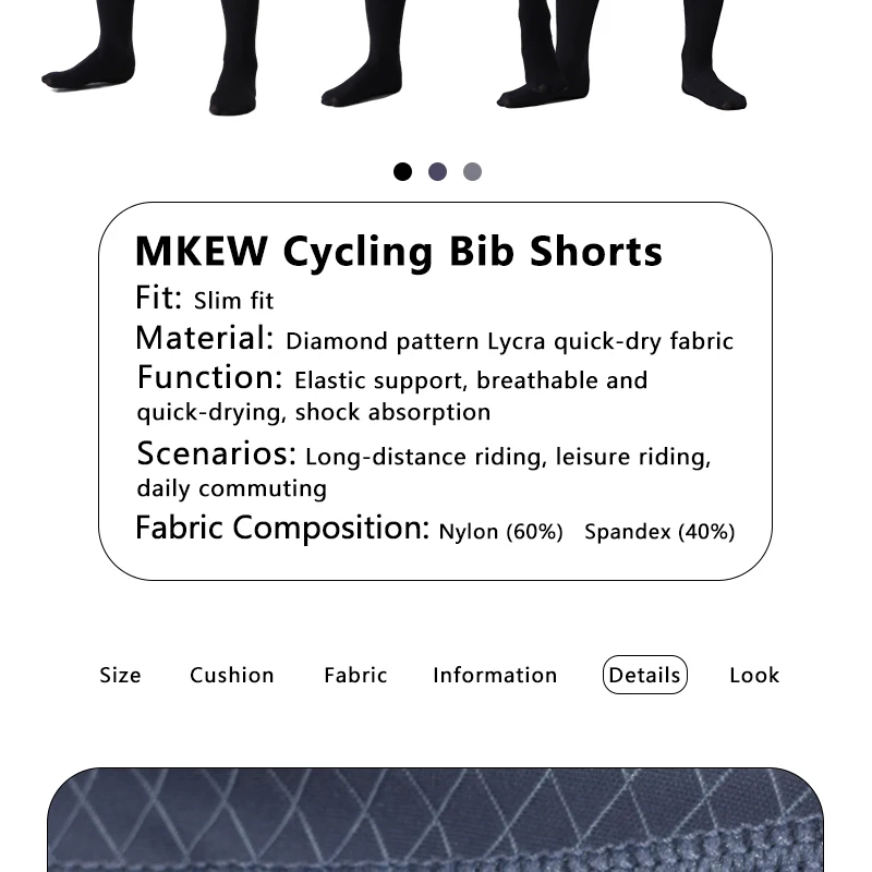 MKEW Herren-Radtrikot-Shorts mit hoher Taille, Sommer-Fahrradshorts mit stoßdämpfendem Polster, MTB-Fahrradbekleidung für bequemen Komfort – Detail 13