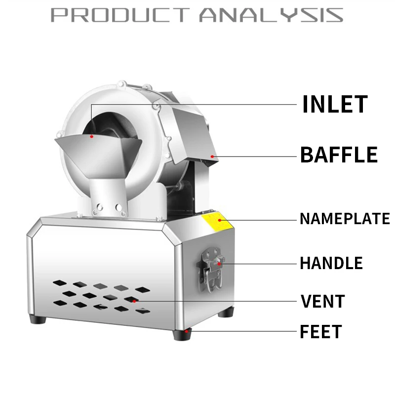 100-150KG/H 상업용 전기 감자 당근 슬라이서 야채 식품 파쇄 기계 감자 무 슬라이스
