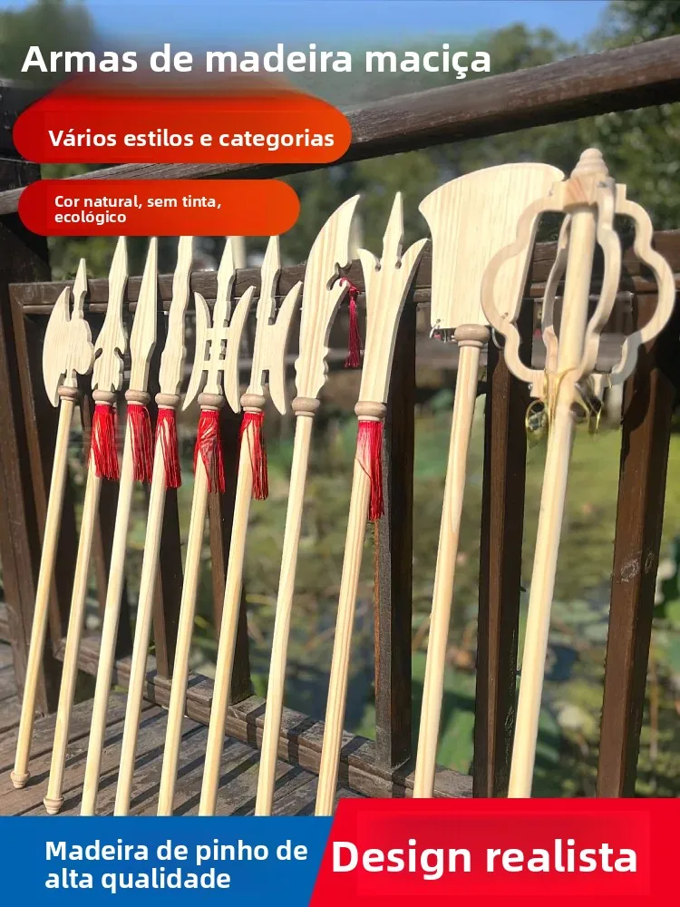armas-de-adereco-de-madeira-macica-de-pinheiro-estilo-tres-reinos-com-borlas-vermelhas-para-performance-infantil-lanca-h
