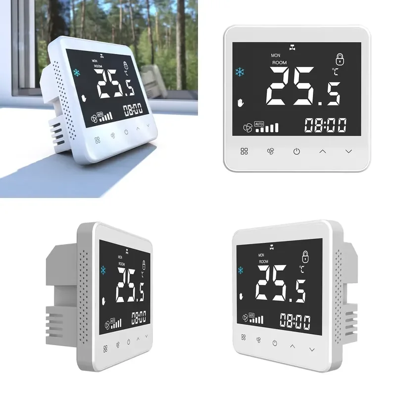 2025 Latest WiFi RS485 Smart Thermostat 2/4 Pipes For Floor Heating Rooms Underfloor Electric Water Heating FCU Controller