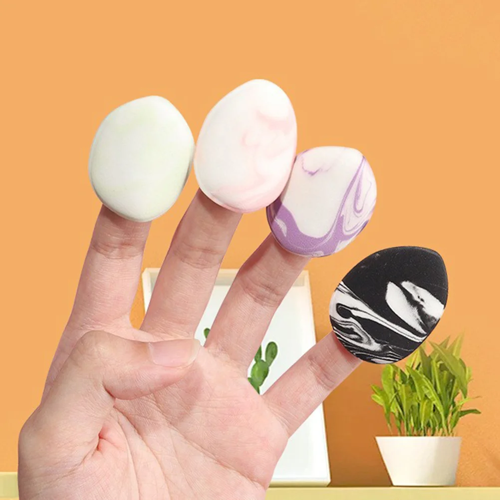 10 Pcs Stereotypes Finger Puff Mini Blender Polyurethane Drop Shaped Makeup Sponges