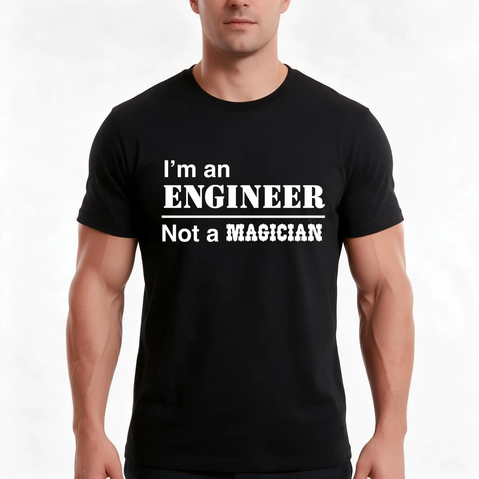I'm an engineer, not a magician T-Shirt, Summer Casual Cotton Tee, Oversized Streetwear Tops, Vintage Graphic Print, 100% Cotton