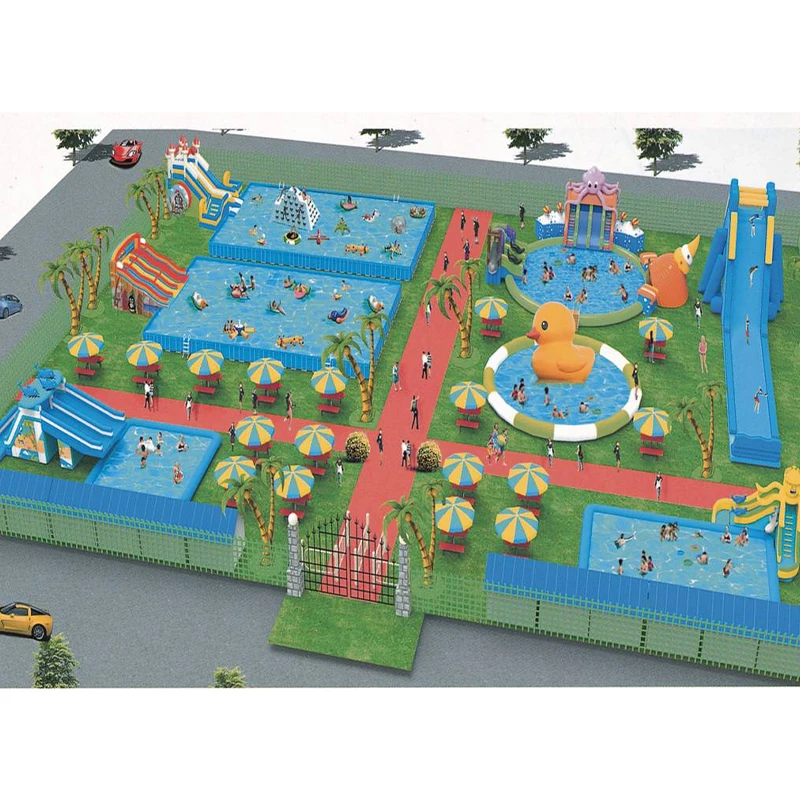 ！@Factory Direct Sales PVC Inflatable Water Park with Pool Custom Size & Color Includes Blower & Repair Kits