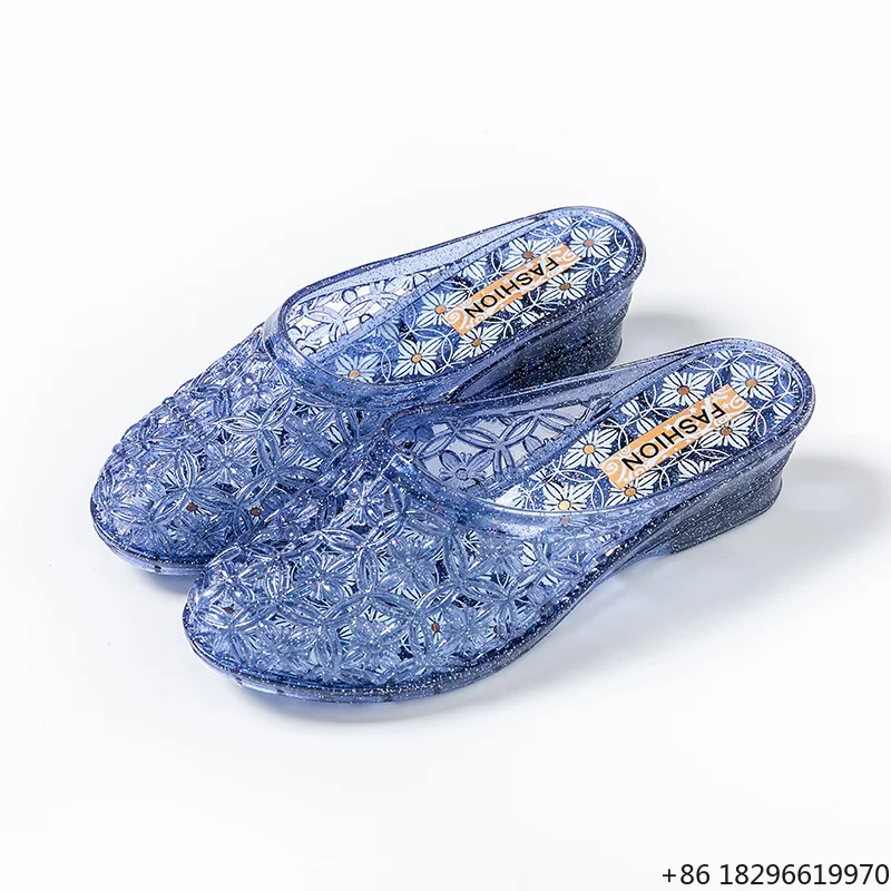 Pearl Decor Transparent PVC Home Outdoor Daily Wear Women Jelly Shoes