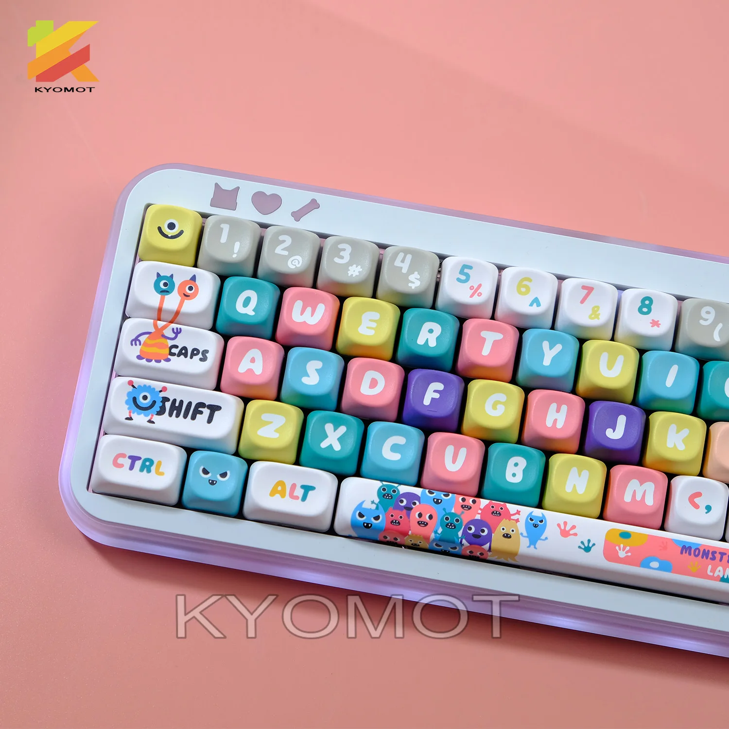 

KYOMOT 125 Keys Monster Land Keycap MOA Profile Dye Sub Cute Anime Games Keycaps For Mx Cherry Switch Custom Mechanical Keyboard
