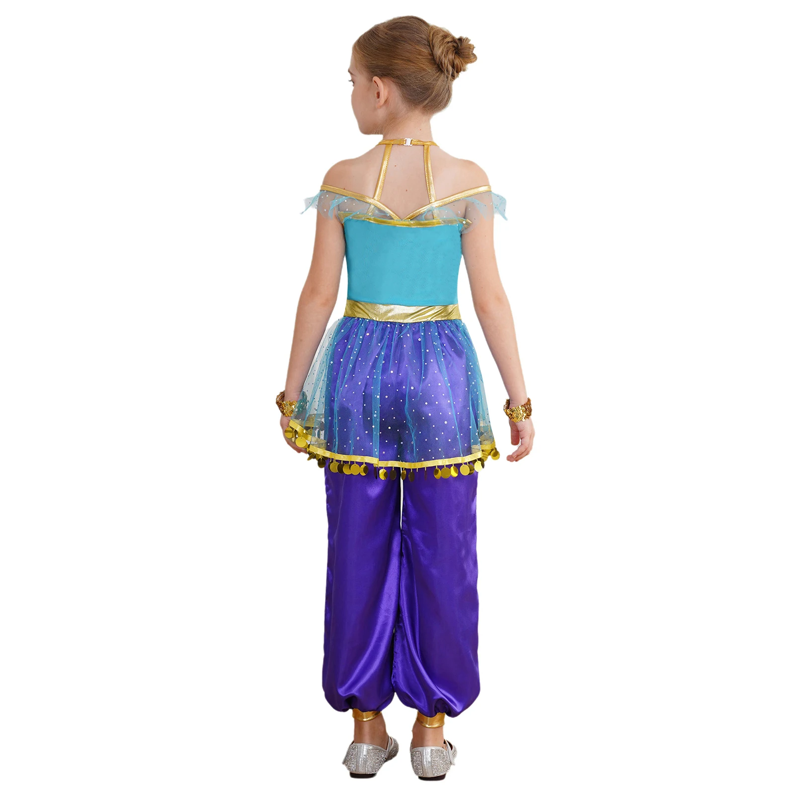 Kinder Meisjes Arabische Prinses Kostuum Indian Bollywood Buikdans Jumpsuit Halloween Feest Sprookje Doen Alsof Speel Fancy Dress