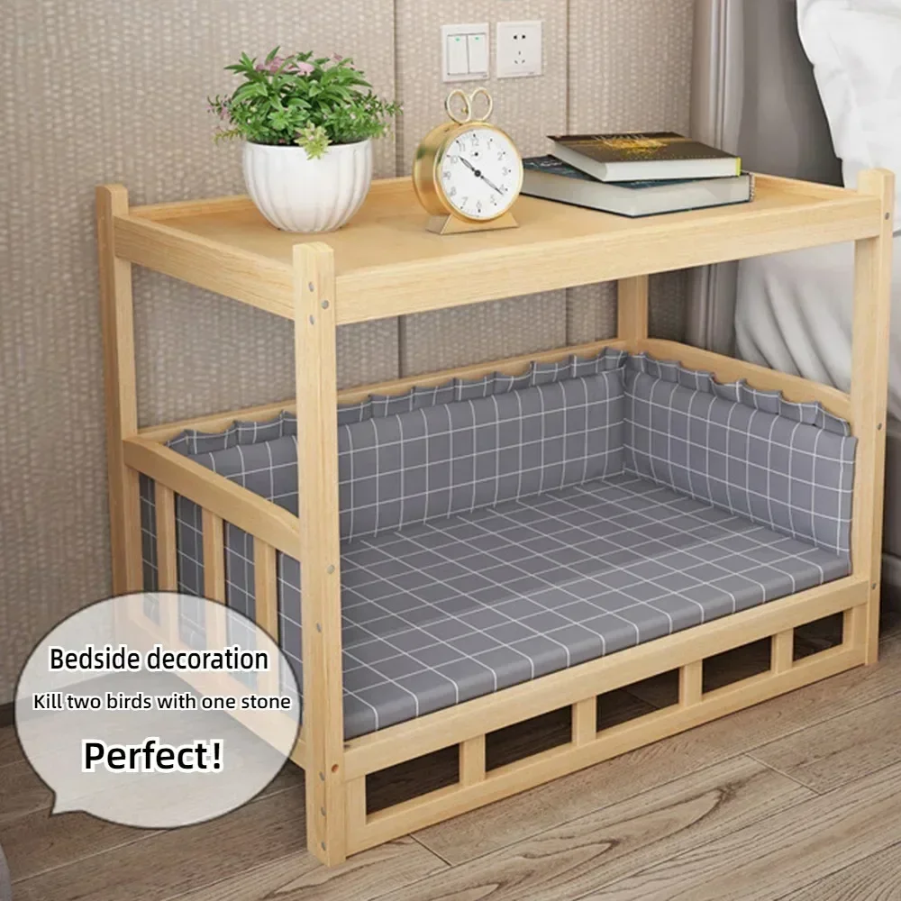 Luxury Durable Eco-Friendly Solid Wood Dog Cat Kennel Large Wooden Pet House A Pet Bed That Can Be Used As A Bedside Table Acces