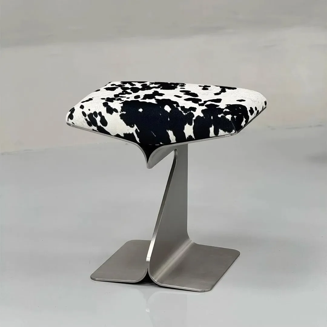 Light luxury style home art decoration living room low stool stainless steel seat cushion seat cushion bedroom makeup stool