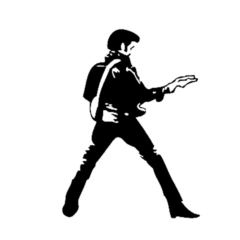 Black Silver Elvis Music PVC Sticker Motorcycle Car Mot Sticker Art Edition 9.8CM * 13.5CM