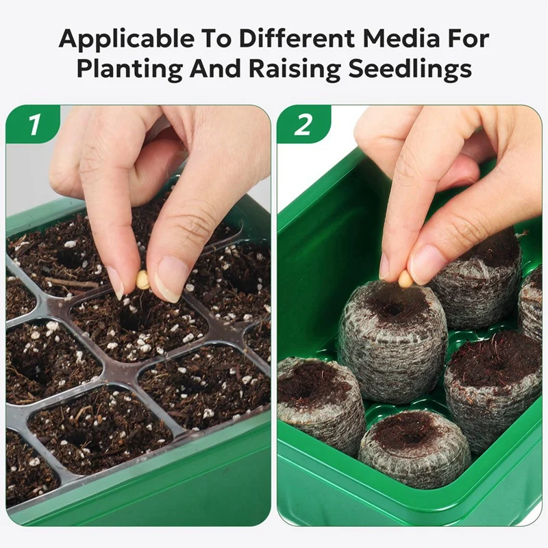 Seed Starting Tray Seedling Starting Tray Plant Starting Kit Mini Greenhouse Germination Kit For Seed Growing,12Pcs