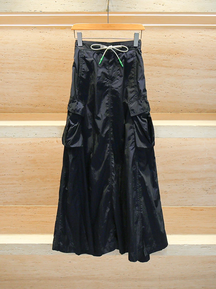 Jupe trapèze plissée taille haute pour femmes, Dstring, vêtements de travail rétro américains, Fiber de Polyester, usage quotidien