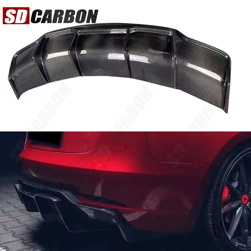 

High quality Carbon Fiber Rear Diffuser Tesla Model 3 Rear Bumper Splitter Lip Diffuser Cover Upgrade Car Accessories