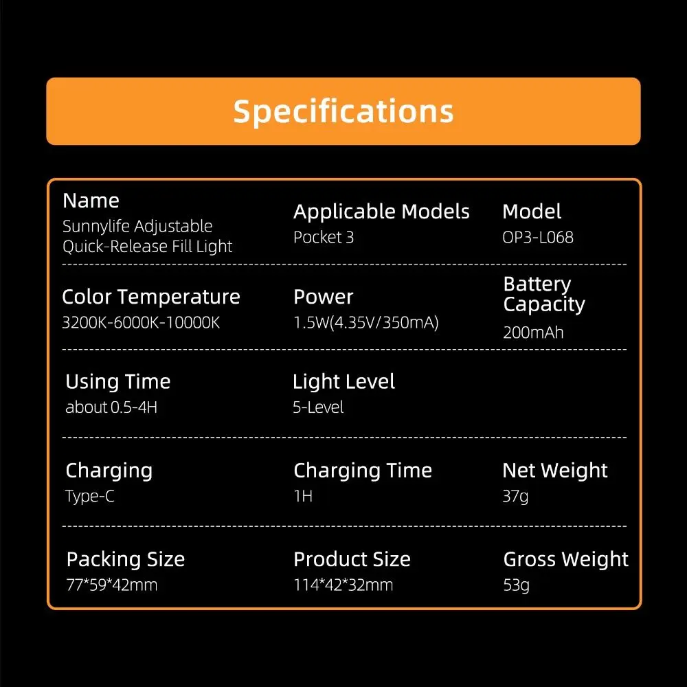 Double Lamp Fill Light Adjustable Rotatable LED Photography Lighting Lightweight 5-Level Dimming for DJI Osmo Pocket 3