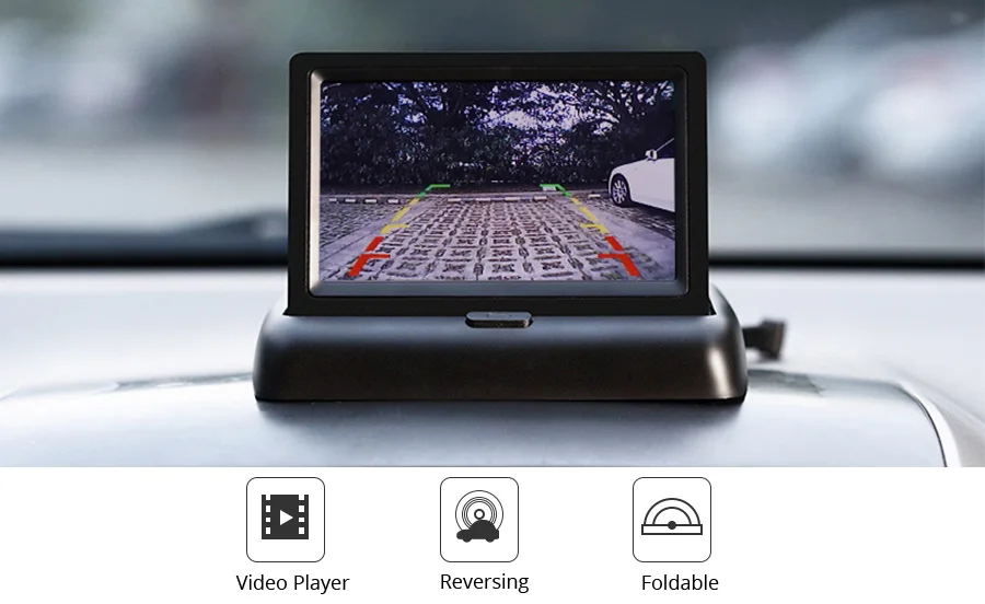 Acceo Rückfahrkamera für Autos mit 5-Zoll-Klapp-LCD-HD-Monitor, Nachtsicht-LED-Rückfahrkamera, einfache Installation, Parksystem – Detail 4