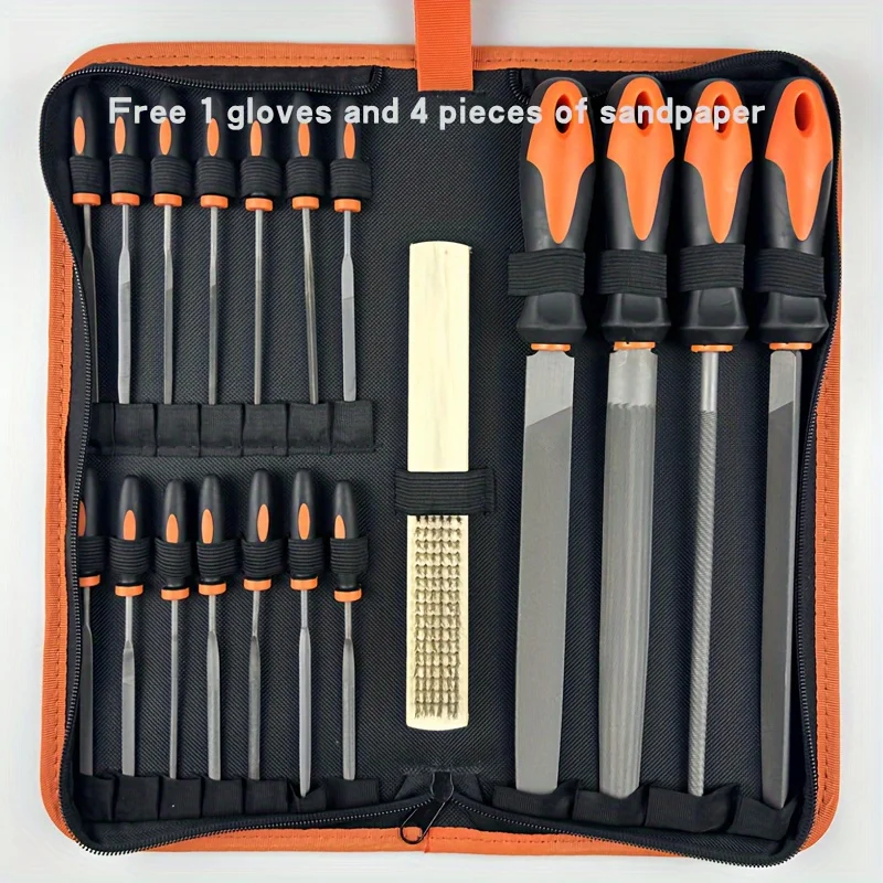 File Tool Set with Carry Case,Premium Grade T12 Drop Forged Alloy Steel, Precision Flat/Triangle/Half-round/Round Large Fi