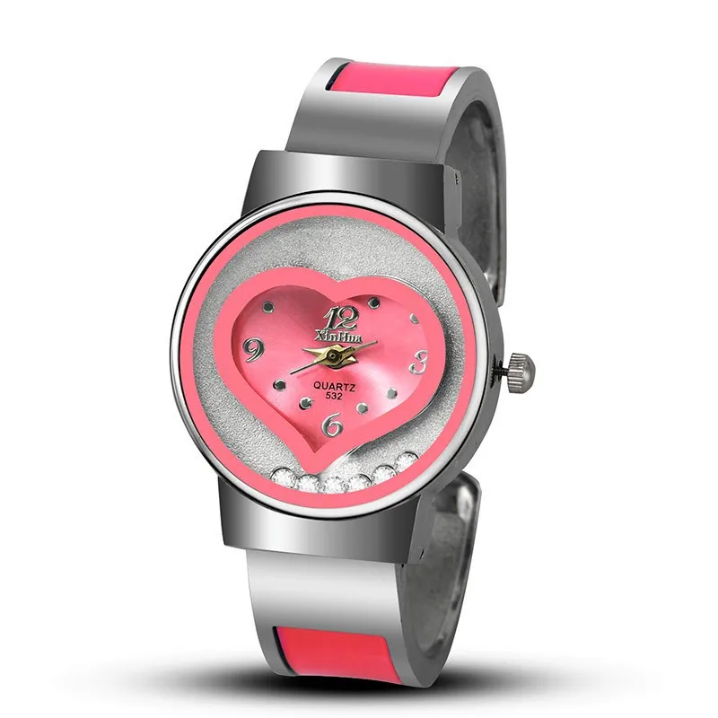 UTHAI CE80 Fashion Trendy Women's Watch Heart shaped Open Bracelet watchs Casual Cute Quartz Watch Simple Clock Gift