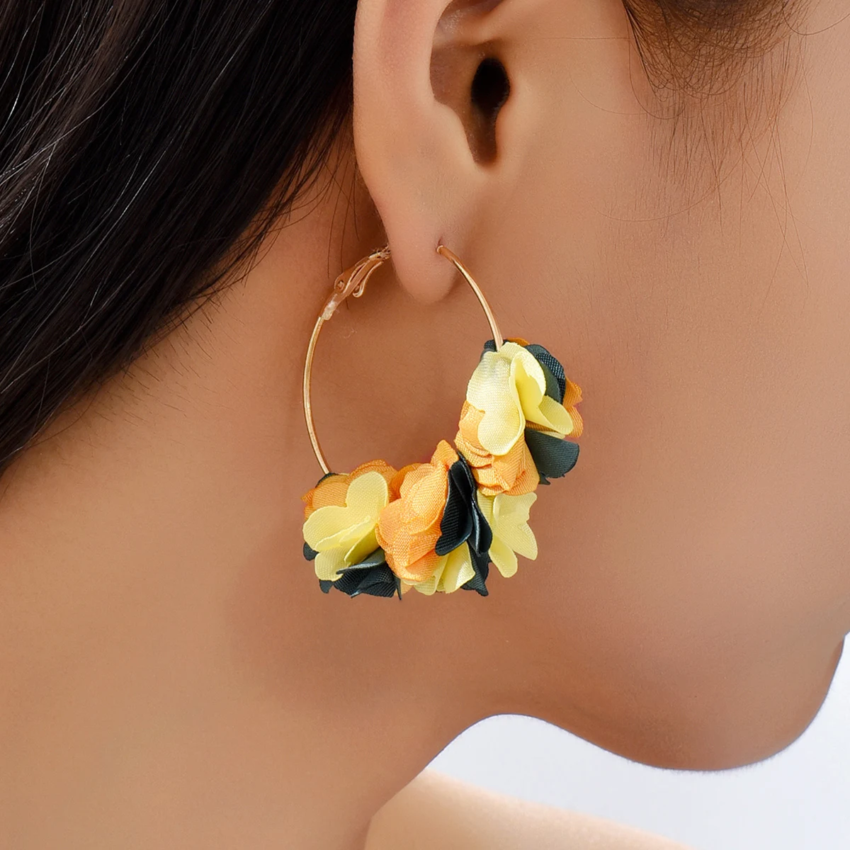 Bohemia Fashion Fabric Flower Earring Dangle Earrings For Women Exaggerated Party Jewelry Beach Accessories Bijoux Серьги