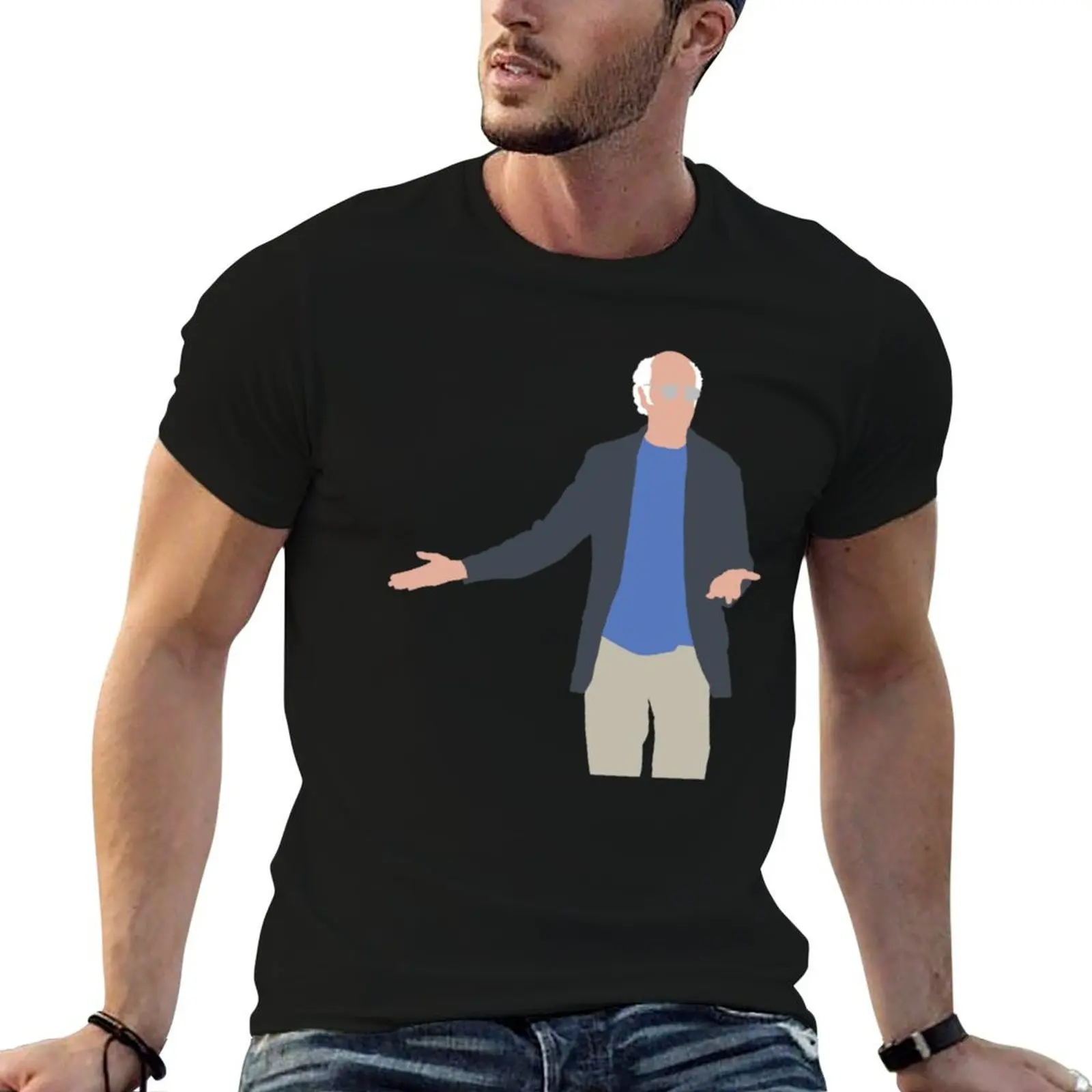 The Larry David Shrug - Curb Your Enthusiasm T-Shirt Basic Simple Design Short Sleeve Shirt