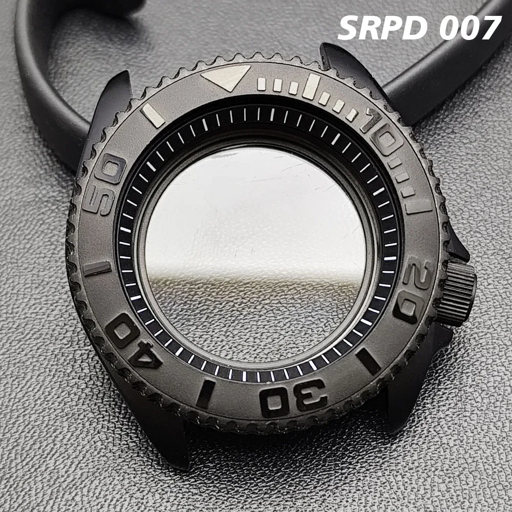 

42MM Mods 007 Case High-quality Men Watches Black Matte Watch Case Convex Glass Sapphire Glass Fit NH35 NH36 Movement Watch Box