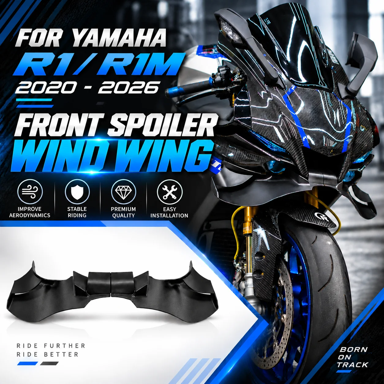 For YAMAHA YZF-R1 / R1M 2020-2026 Front Spoiler Lower Spoiler Lower Lip YZF R1 2025 GP Wing Downforce Naked Frontal Spoilers