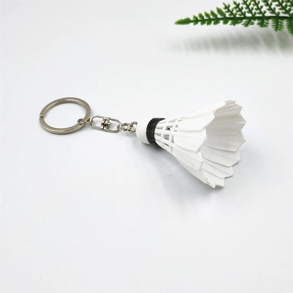 Creative 3D Mini Badminton Pendant Keychain Cute PVC Shuttlecock Keyring Bag Hanging Ornament Car Trinket Sport Fans Gift Charms