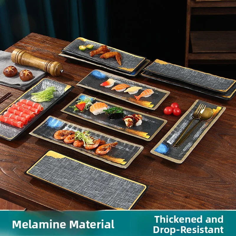Rectangular Formal Dinnerware Set BBQ Hot Pot Creative Small Snacks Sushi  Fish Slice Plate Heat Resistant Dinner Plate