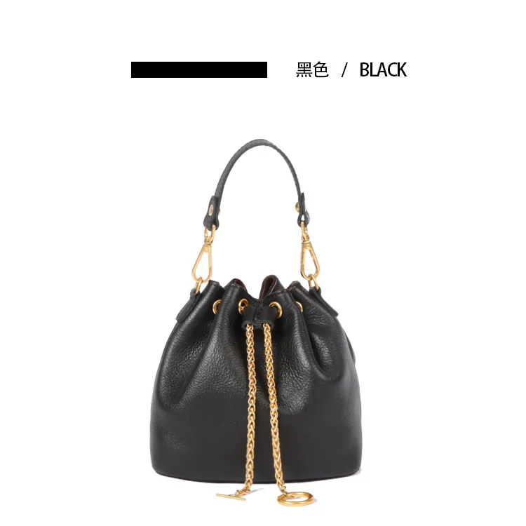 Women\'s leather vintage handmade bundling chain fashion simple everything casual portable bucket bag