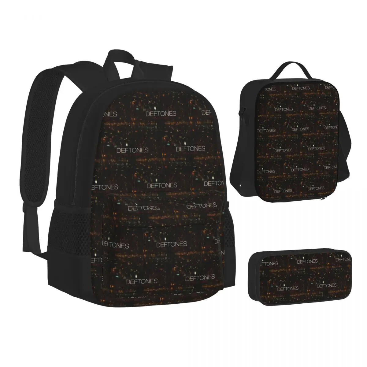 

Band Deftones Backpacks Boys Girls Bookbag School Bags Kids Rucksack Lunch Bag Pen Bag Three-Piece Set
