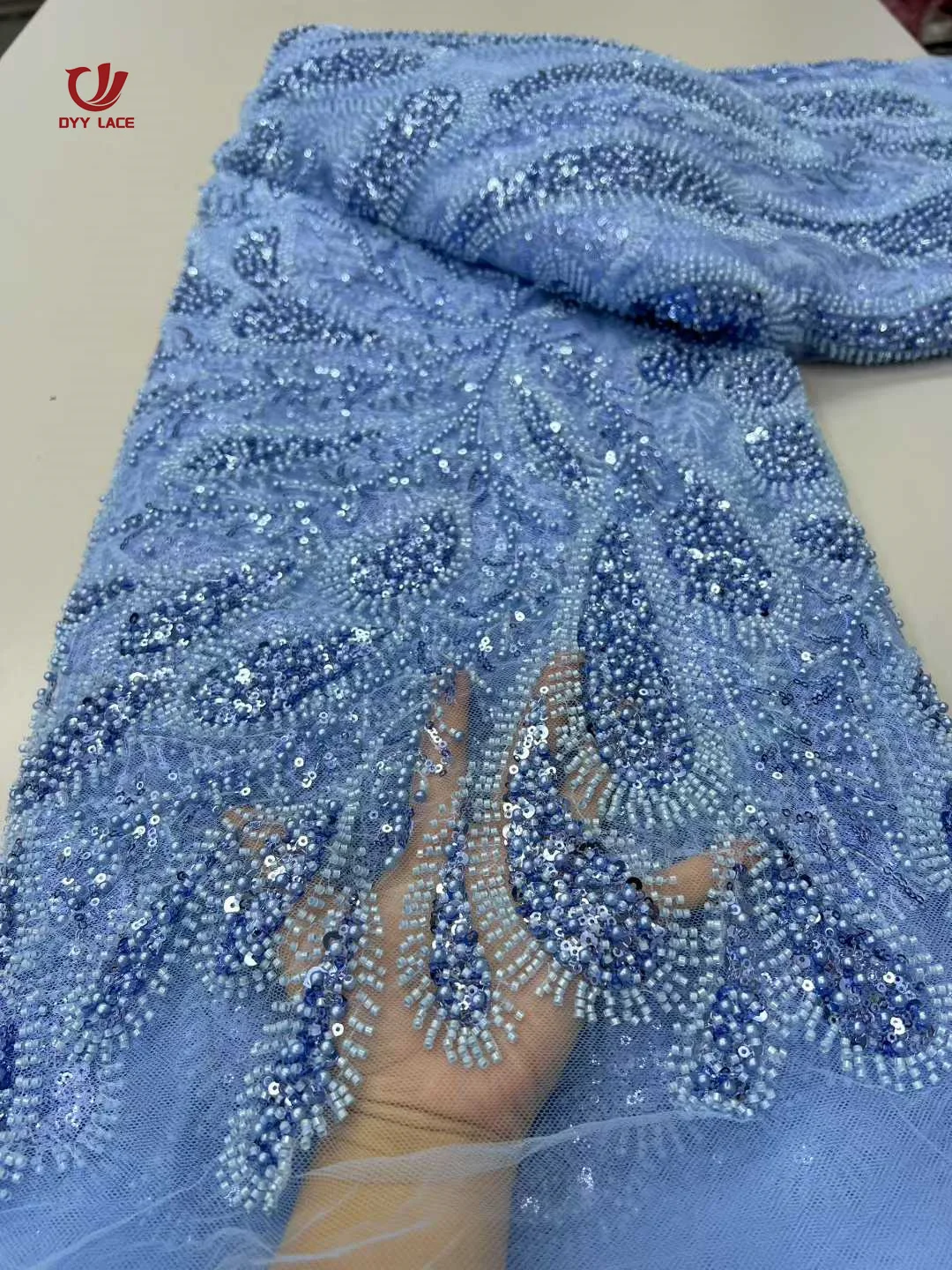 5 yards luxe Afrikaanse pailletten kralen kant stof 2025, hoge kwaliteit bruidegom Nigeriaanse bruiloft bruids borduurwerk Franse tule kant
